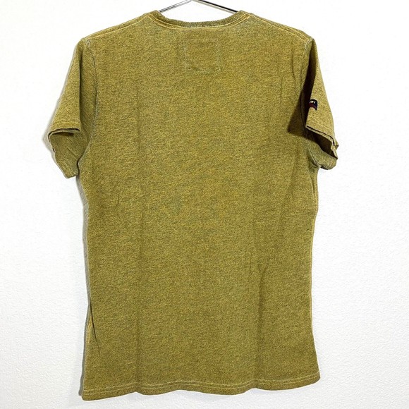 Superdry Mens Shirt Size Large Graphic Spellout Short Sleeve Yellow Green - Picture 2 of 8